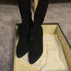 Enzo Angiolini Black Suede Heeled Boots